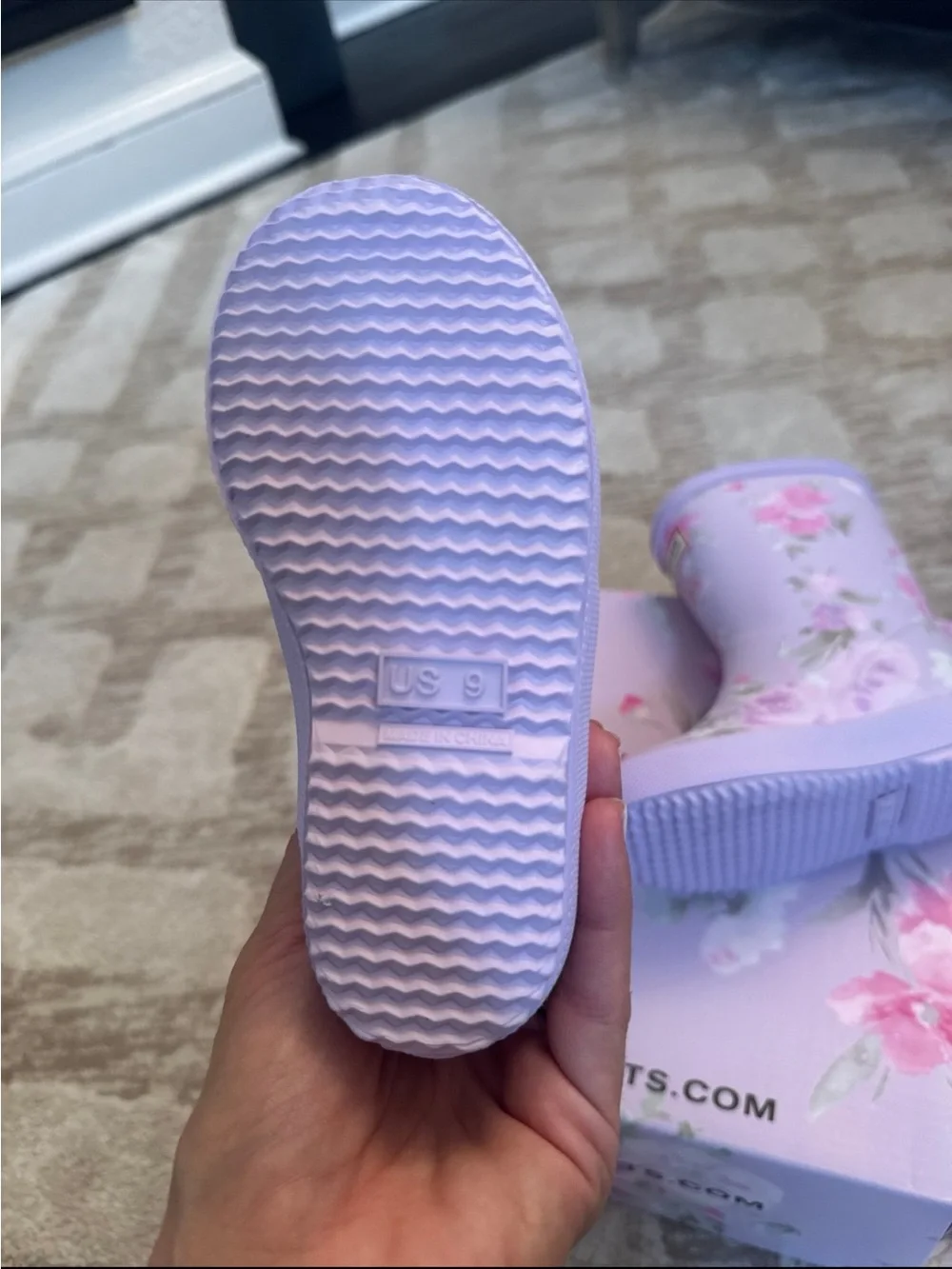 Hunter x LoveShackFancy Lilac Floral Kids Rain Boots size 9
